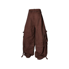RELABEL Multi-Pocket Detachable Scarf Distressed Cargo Coffee