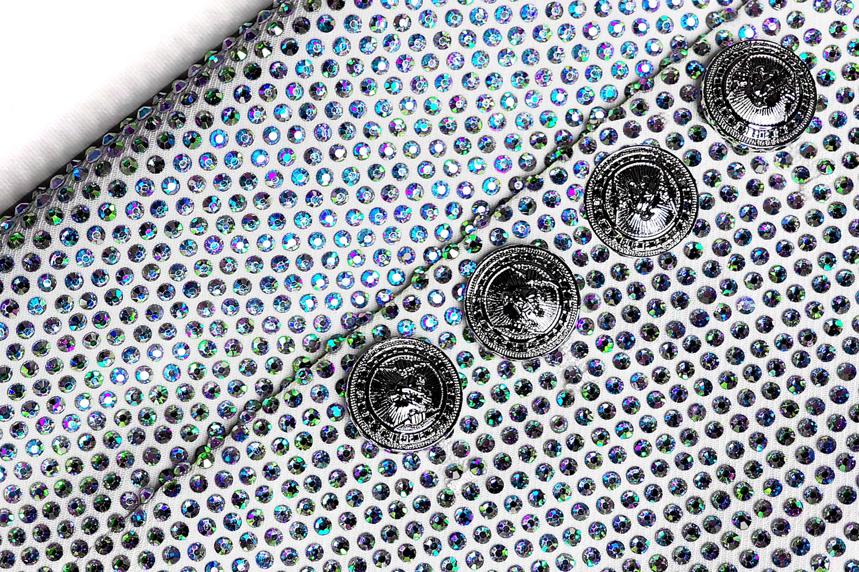 FACEONLAB Iridescent Diamond Mandarin Collar Jacket