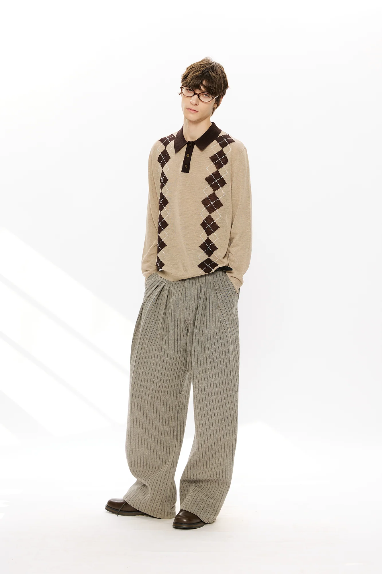 KREATE Retro Argyle Polo Sweater