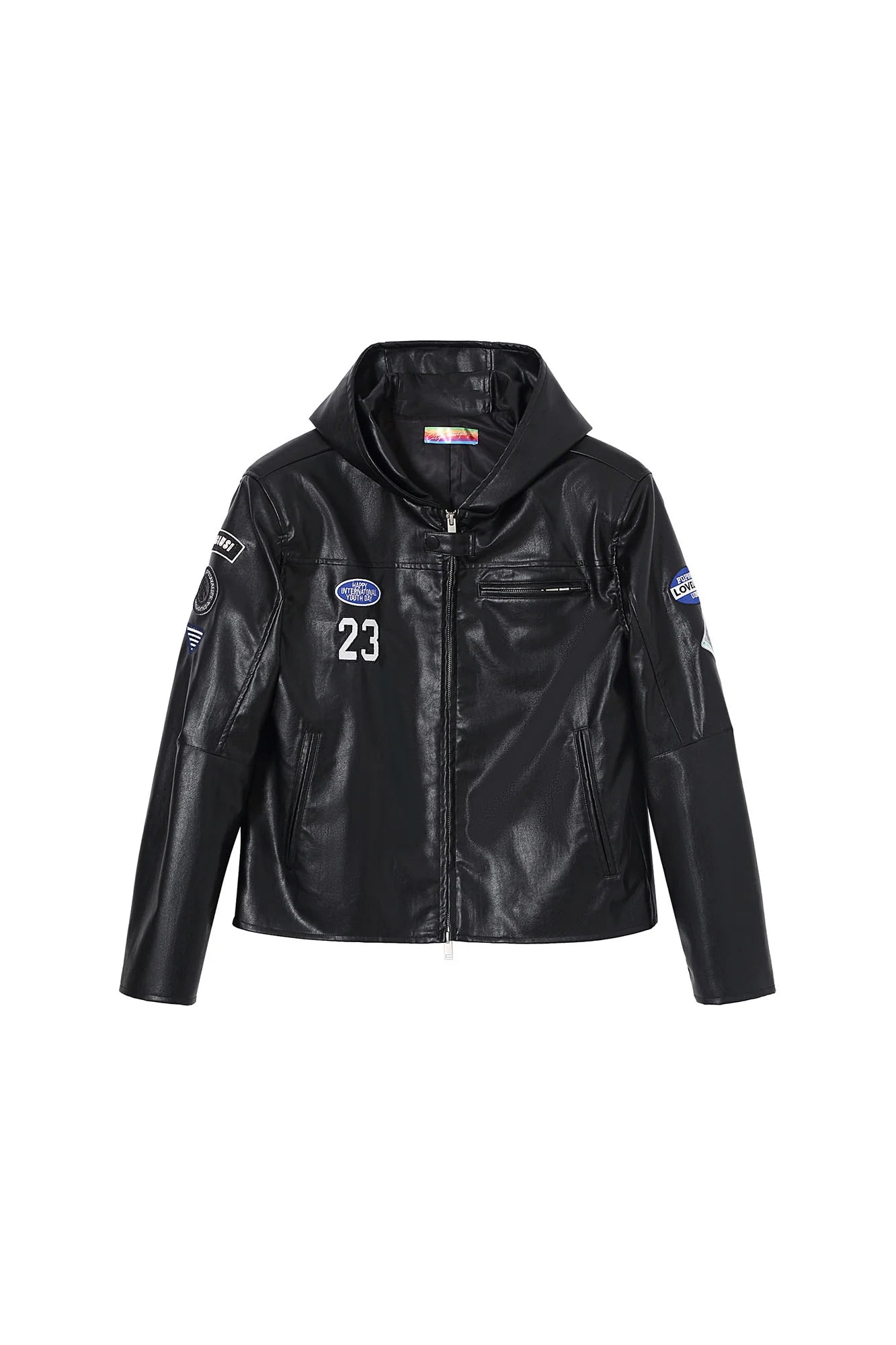 CLP Badge Patch Hooded PU Jacket