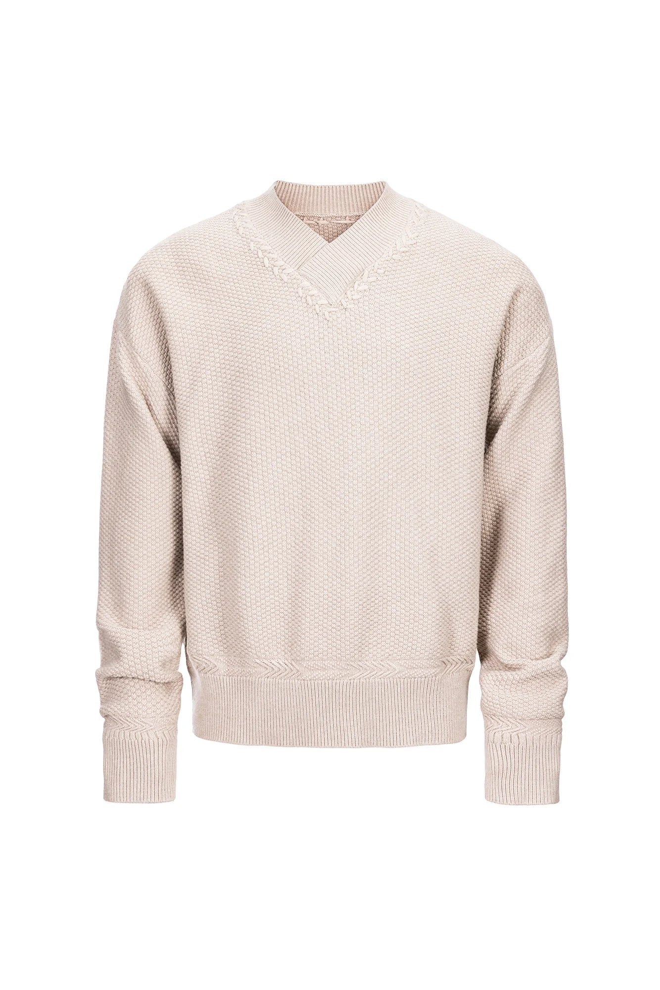 CATSSTAC Wheat-Weave V-Neck Oversized Sweater
