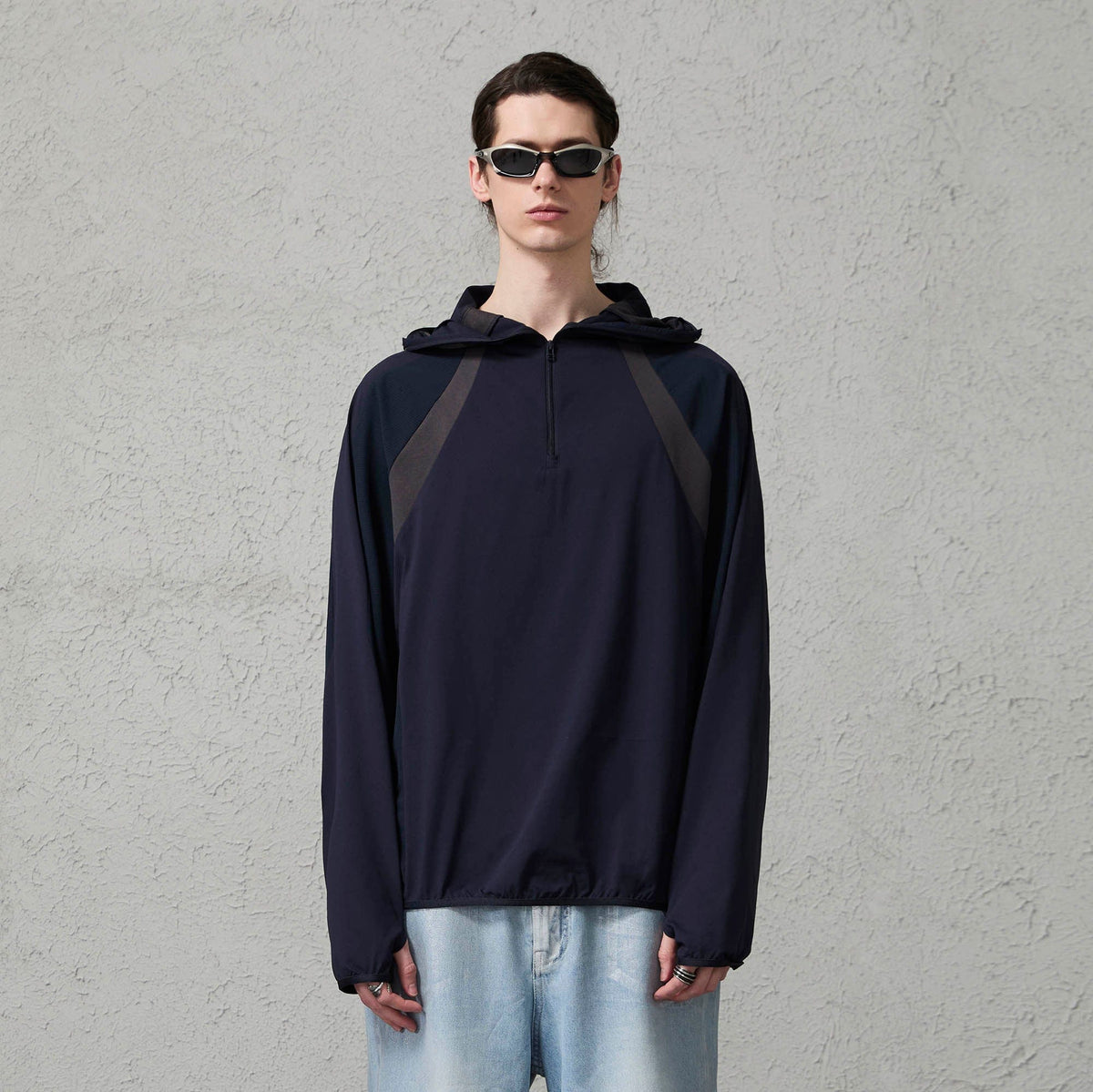 ORGANIC EMOTION Contrast Spliced Hooded Sorona Pullover Jacket