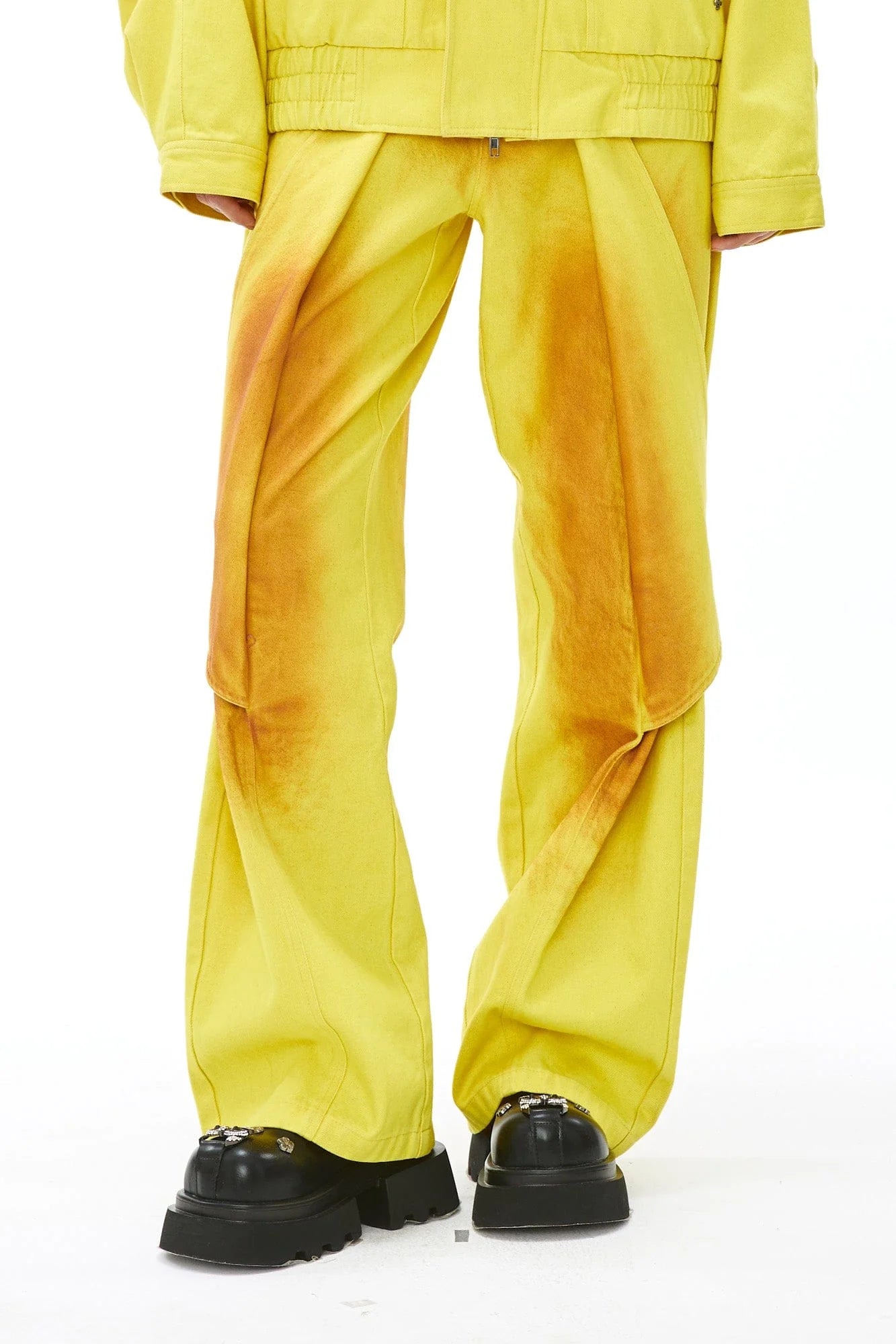 VANN VALRENCE Dye-Washed Convertible Wide-Leg Pants