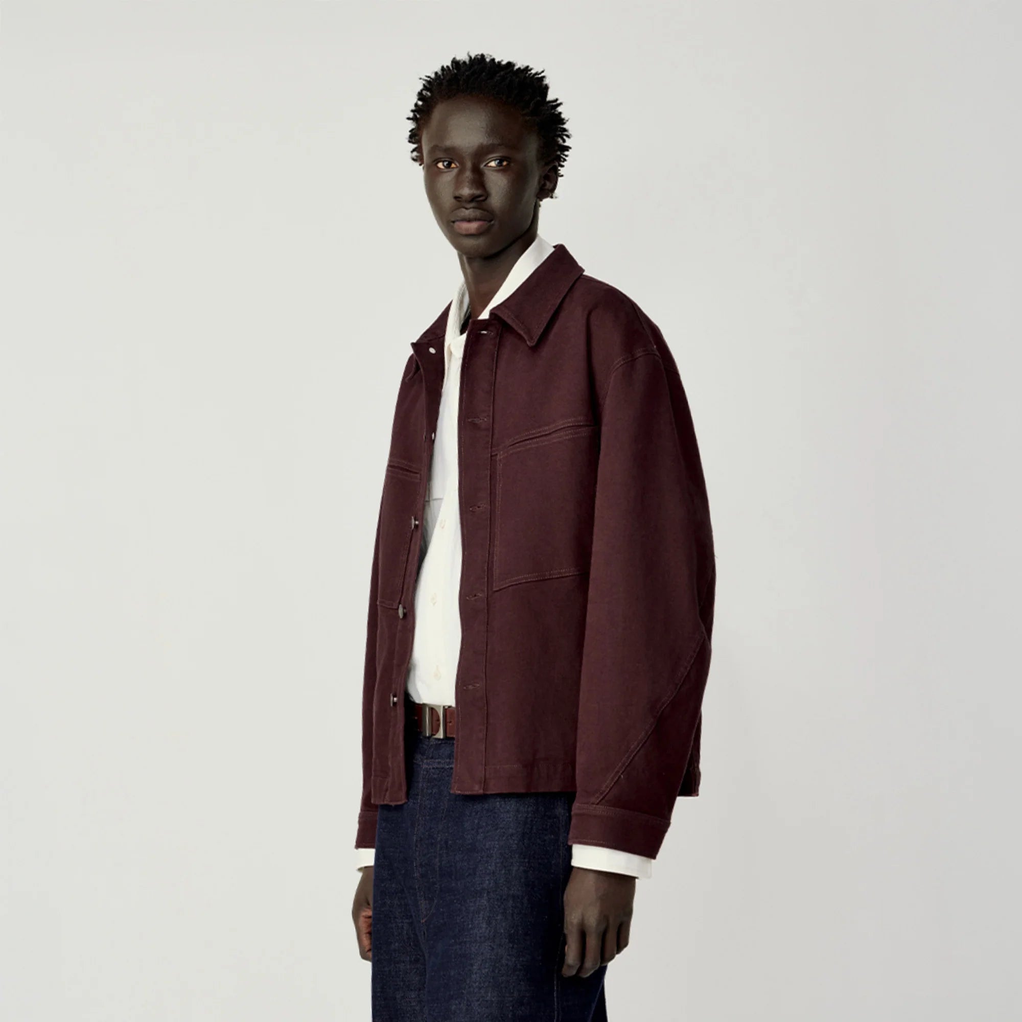 OPICLOTH Washed Patch-Pockets Curved-Cuffs Jacket
