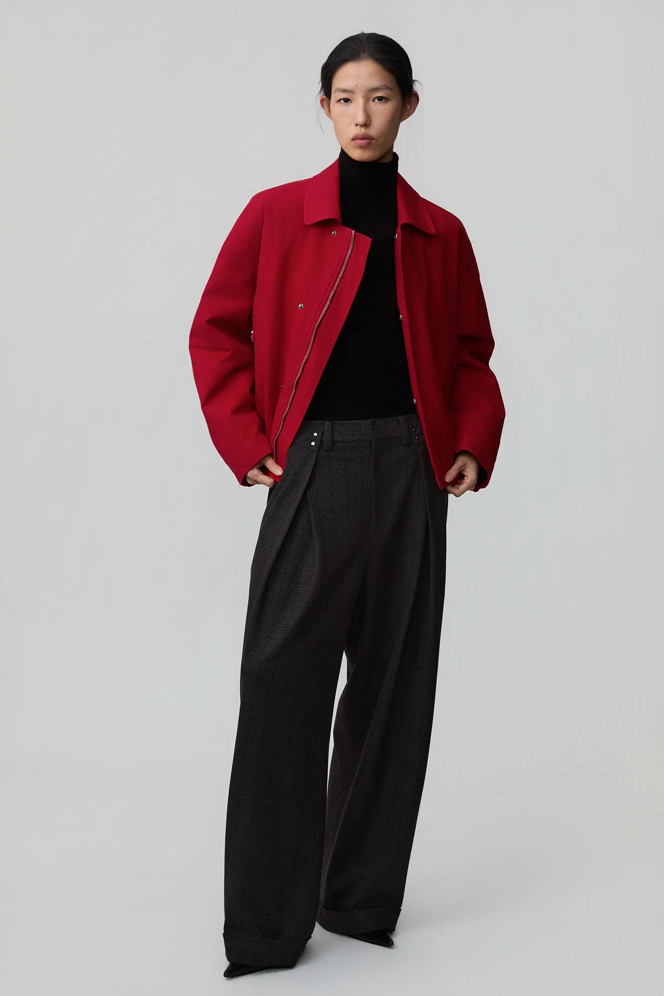 OPICLOTH Double-Pleated Mini-Check Trousers