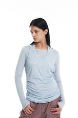 VANN VALRENCE Essential Layered Halter-Neck Long-Sleeve Tee