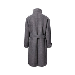 CATSSTAC Asymmetrical Stand-Collar Wool-Blend Belted Coat