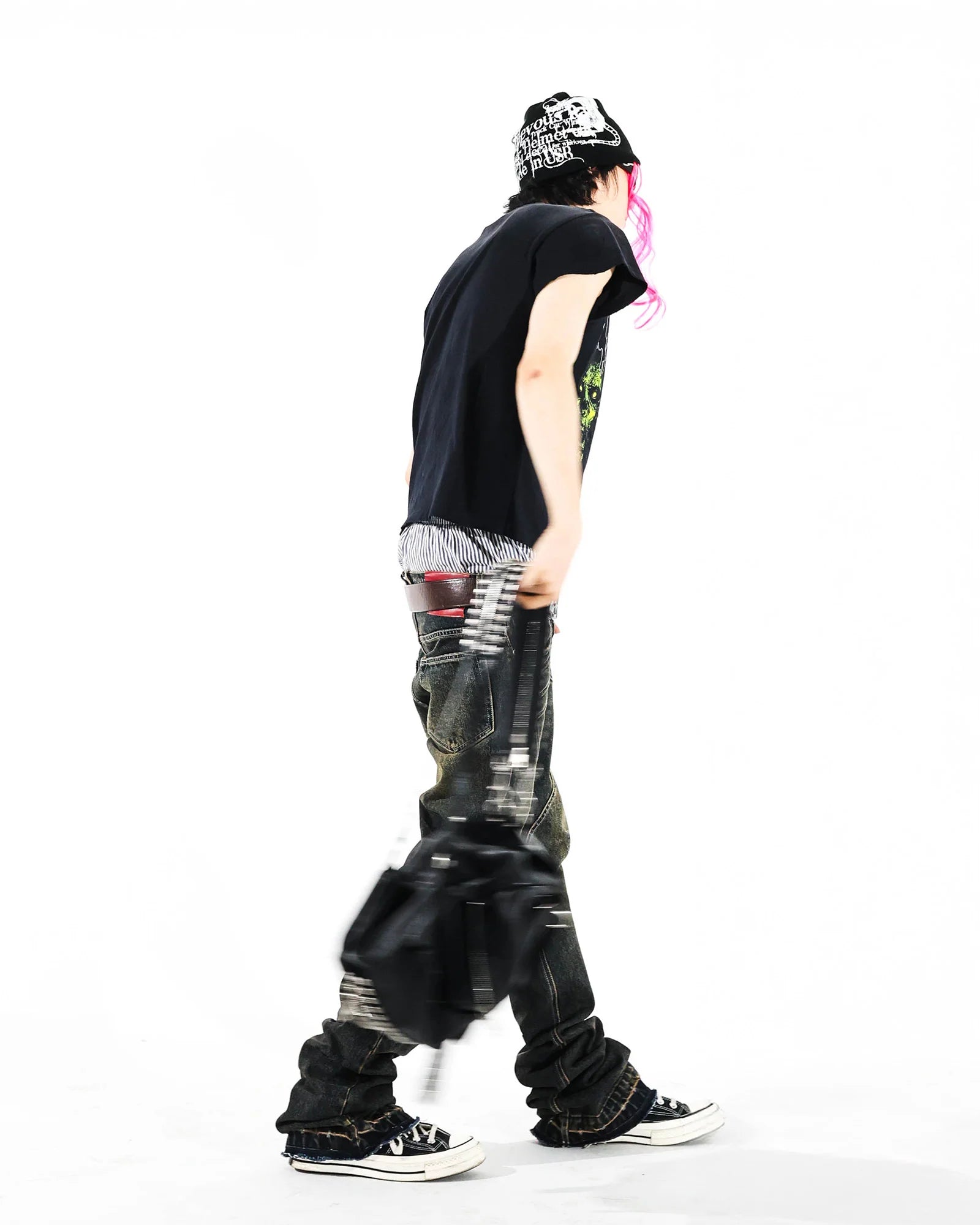 PCCVISION x GMK Studded Zippered PU Bucket Backpack