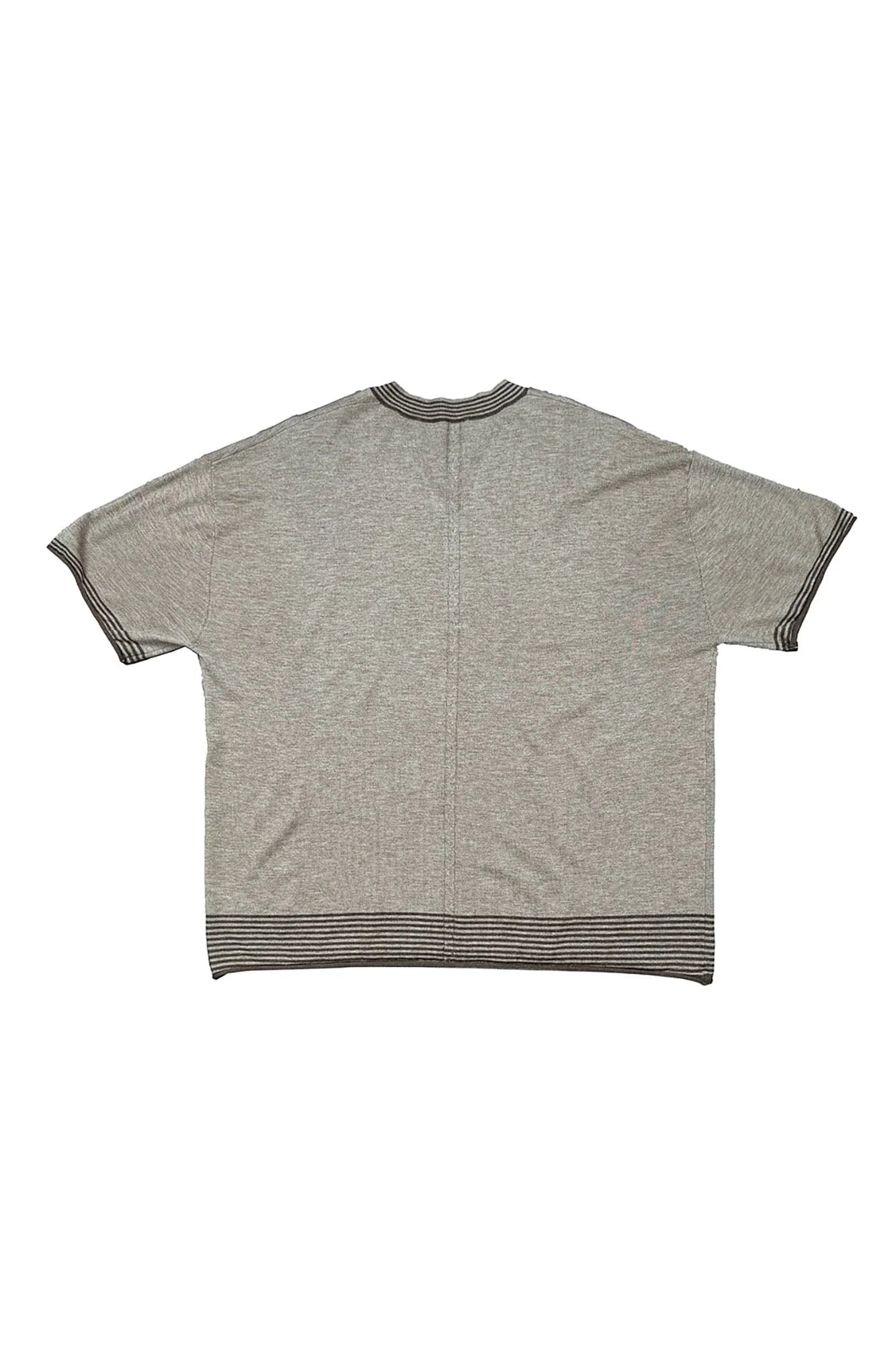 RICHILL Button-Collar Stripe-Trim T-Shirt