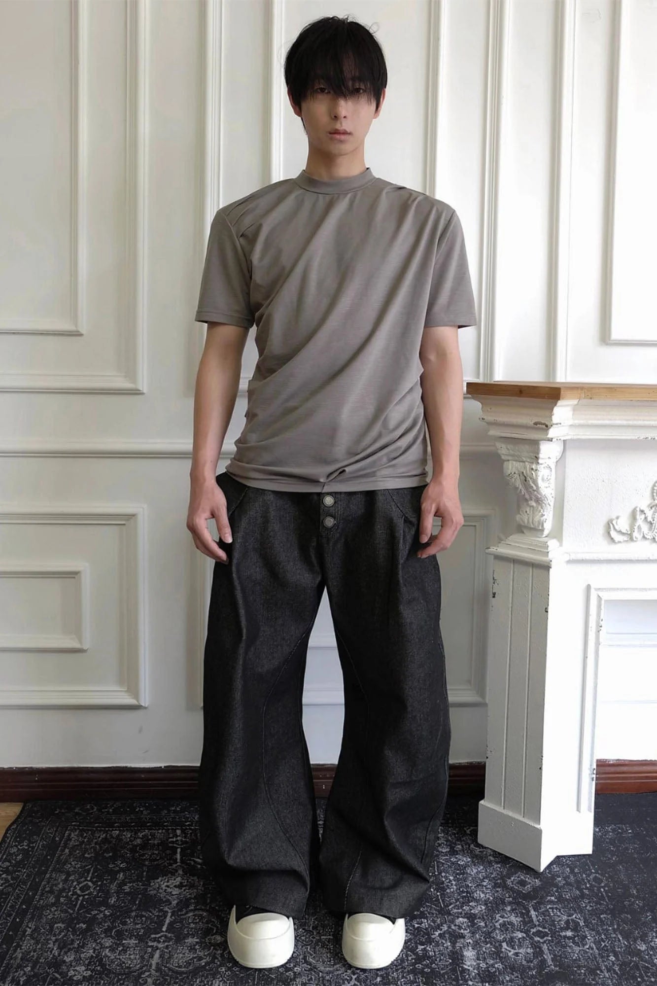 SSIN7 Essential Drape Texture Mock T-Shirt