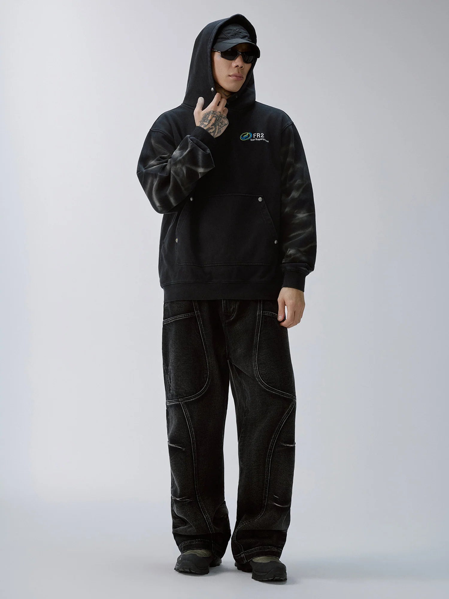 F2CE Washed Deconstructed Oversized Denim Cargo Pants