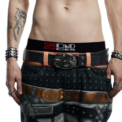 DND4DES Buckle Snake-Embossed Leather Belt
