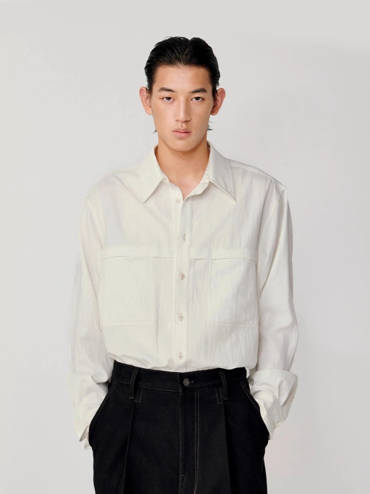 OPICLOTH Minimal Stitch Tencel-Blend Shirt