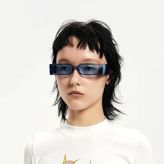DAMAGE ASIA OPTICALS Square Frame Thick Temple Sunglasses