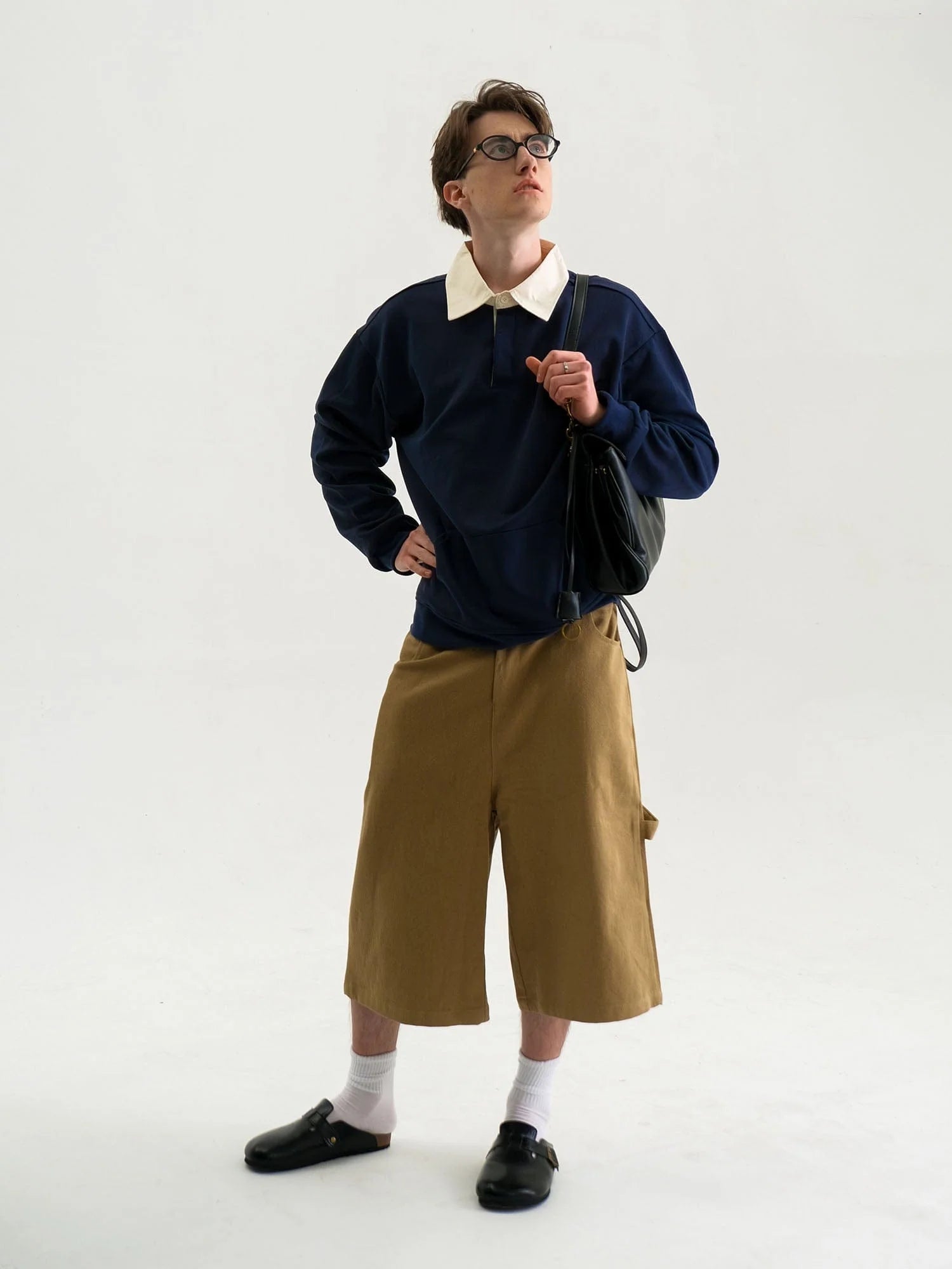 WIID Preppy Contrast-Collar Polo Sweatshirt
