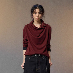 ALVNG AR ANTS Draped-Neck Long-Sleeve Tee