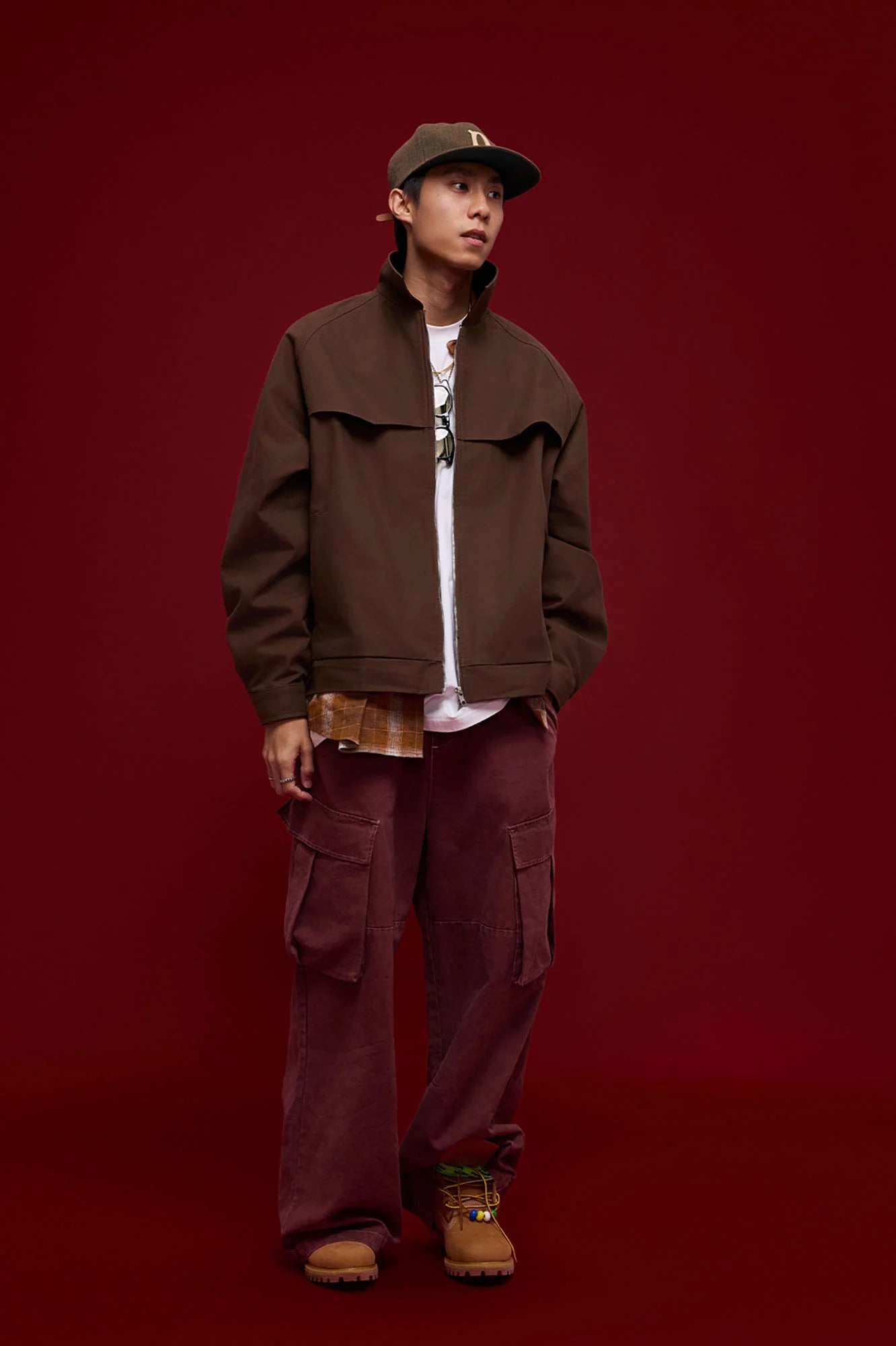 BANANA CLUB Faux Leather Collar Cotton Jacket