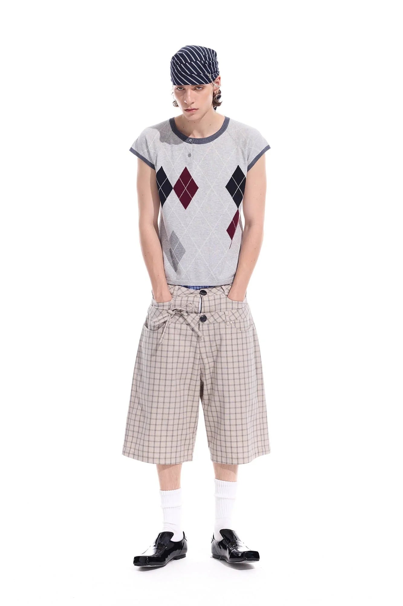 WHISTLEHUNTER Plaid Double-Waist Strap Shorts