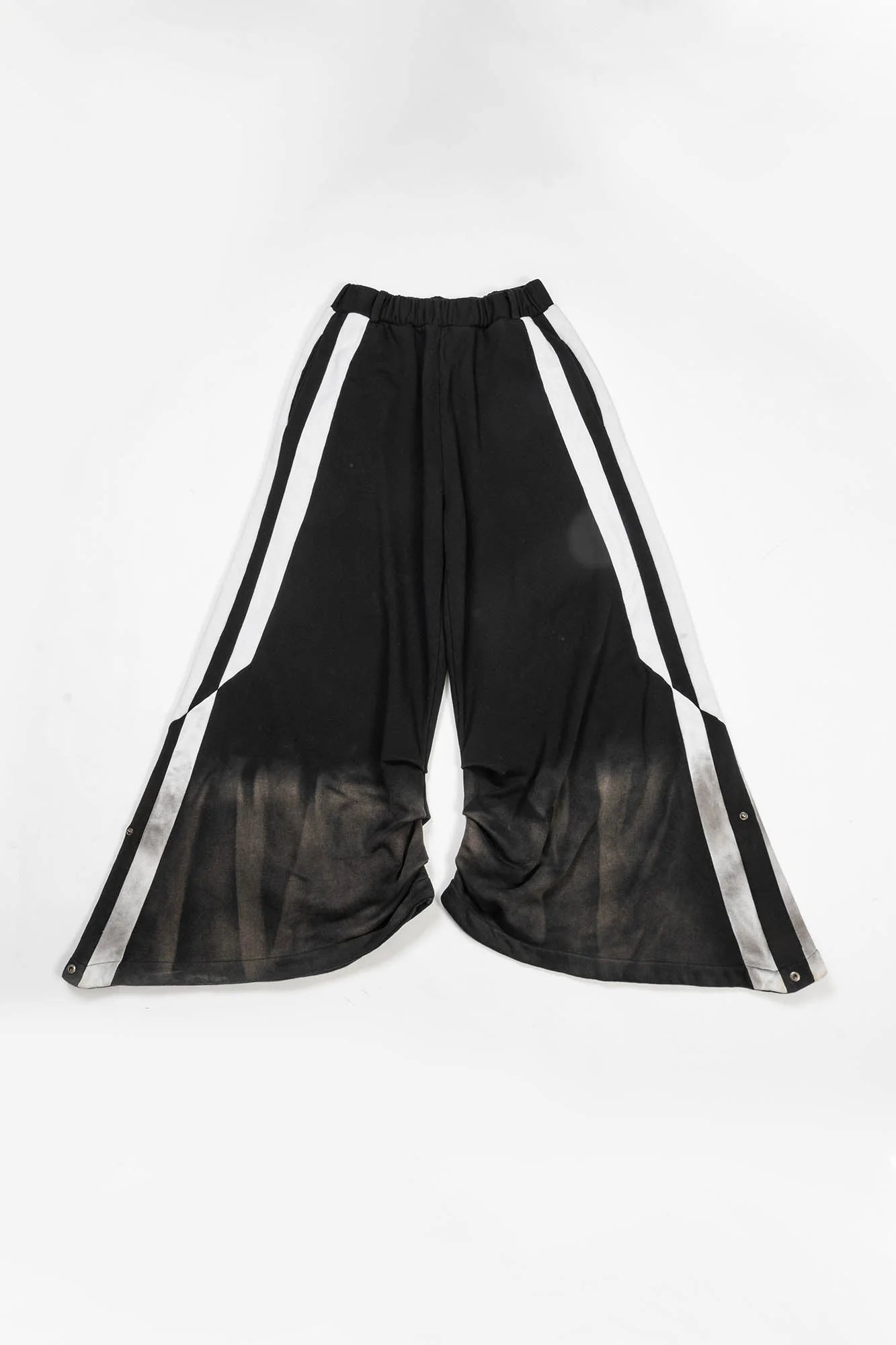 KADAKADA Distressed Three-Stripe Wide-Leg Track Pants