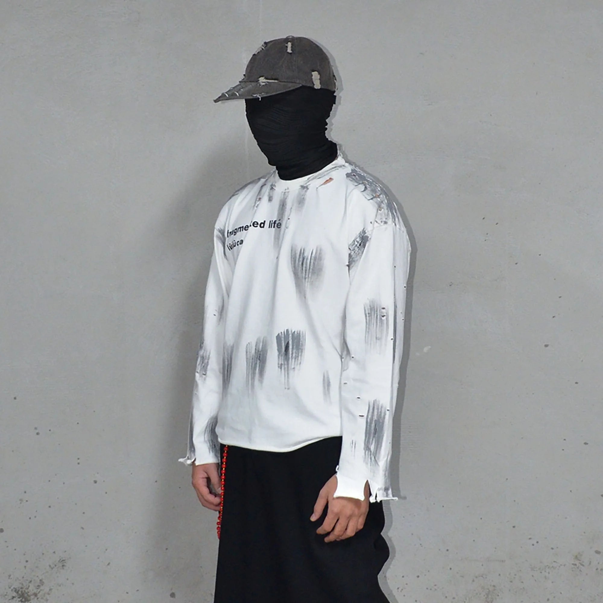 LUUUCAM Fragmented Life Distressed Brushstroke Tee