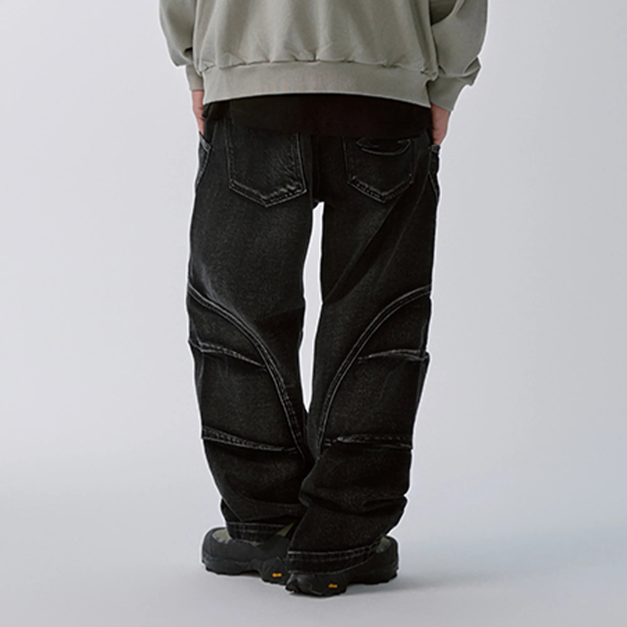 F2CE Washed Deconstructed Oversized Denim Cargo Pants
