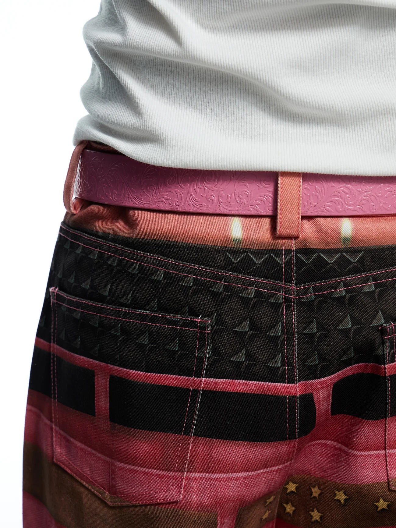 DND4DES Filigree Buckle Cowhide Leather Belt Pink