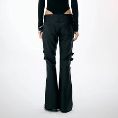 DND4DES×Faychui Waxed Strapped Flared Pants