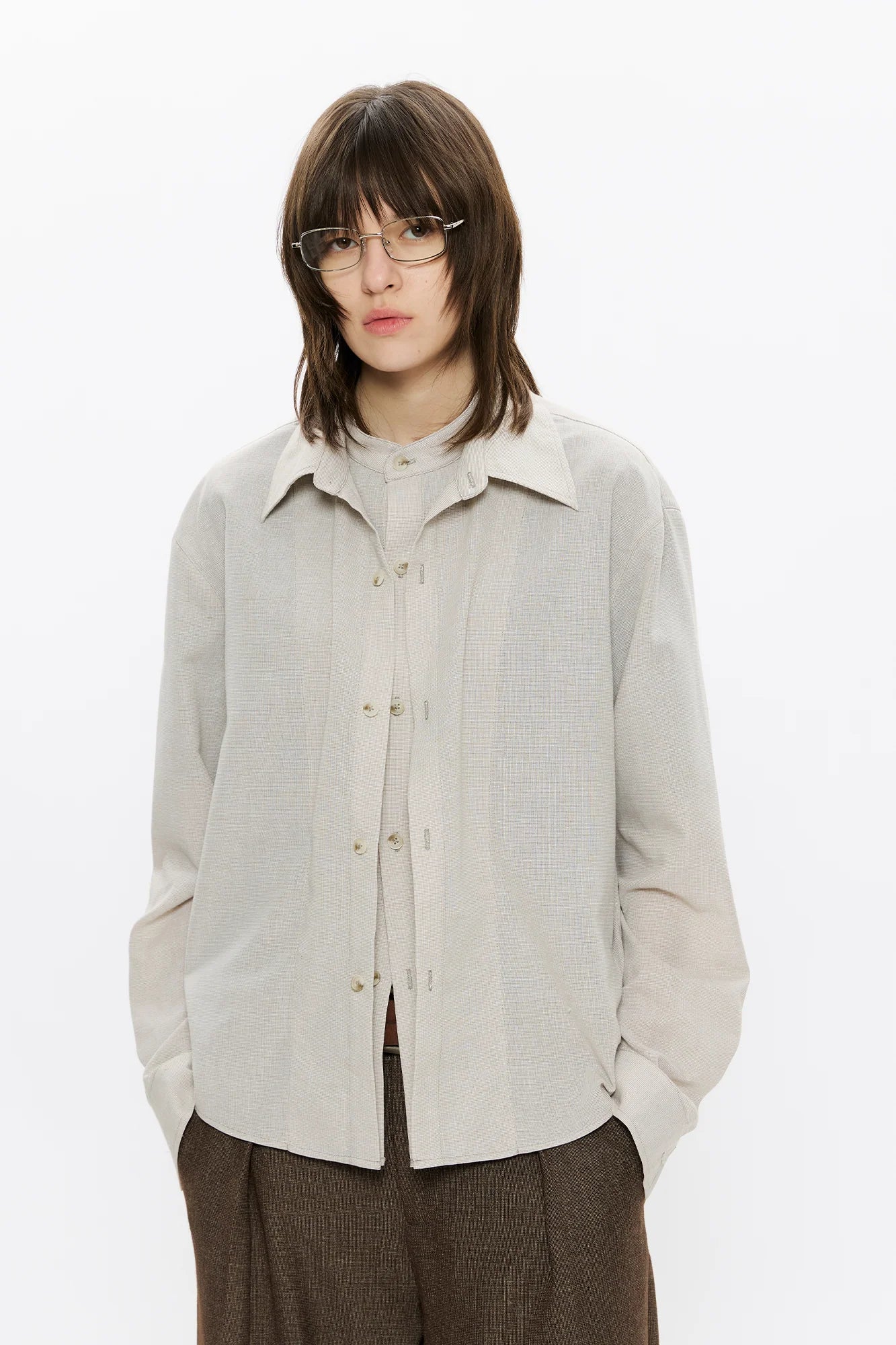 KREATE Linen Layered Check Shirt