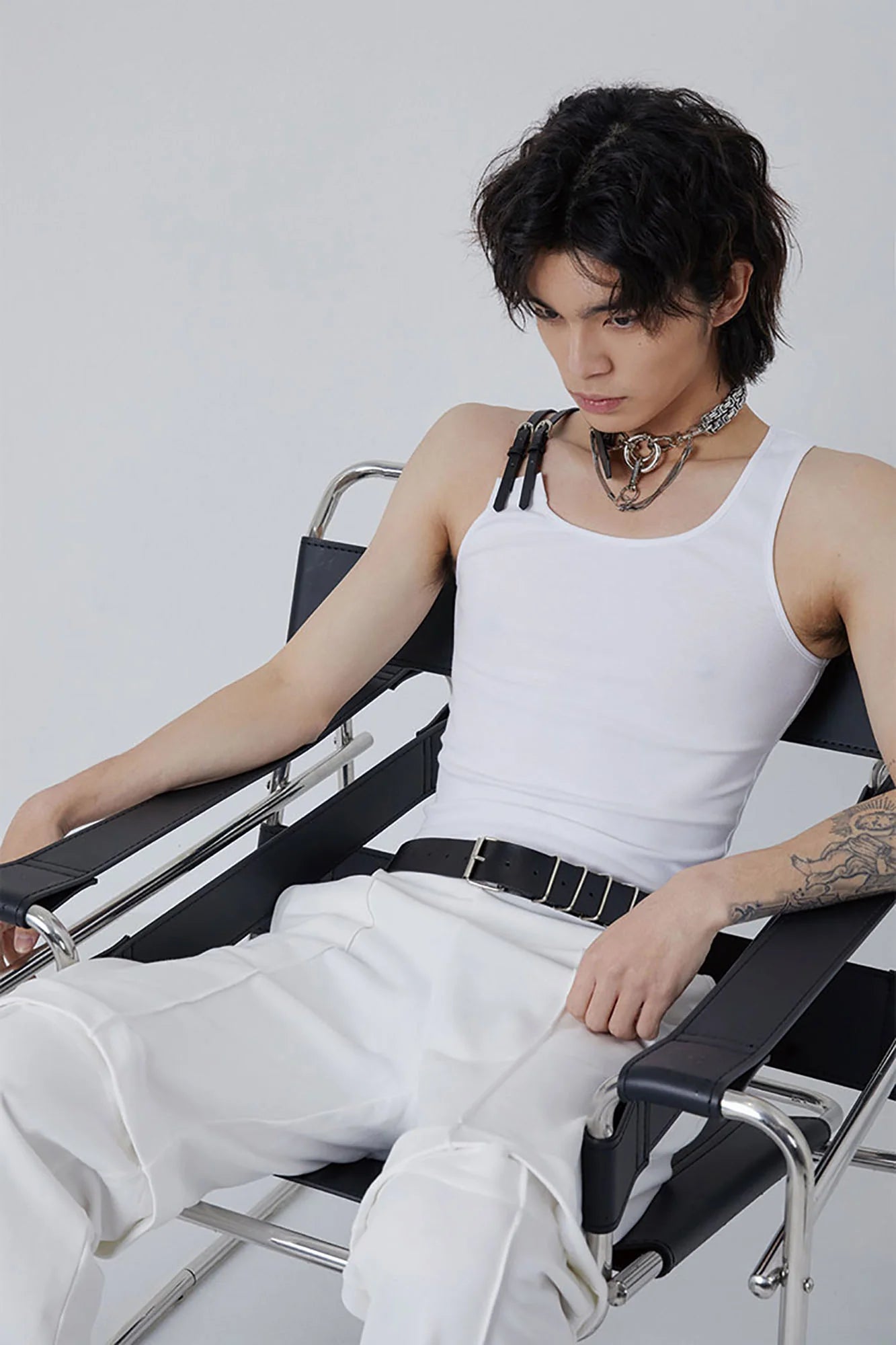 TUIMU Buckle Strap Ribbed Tank Top