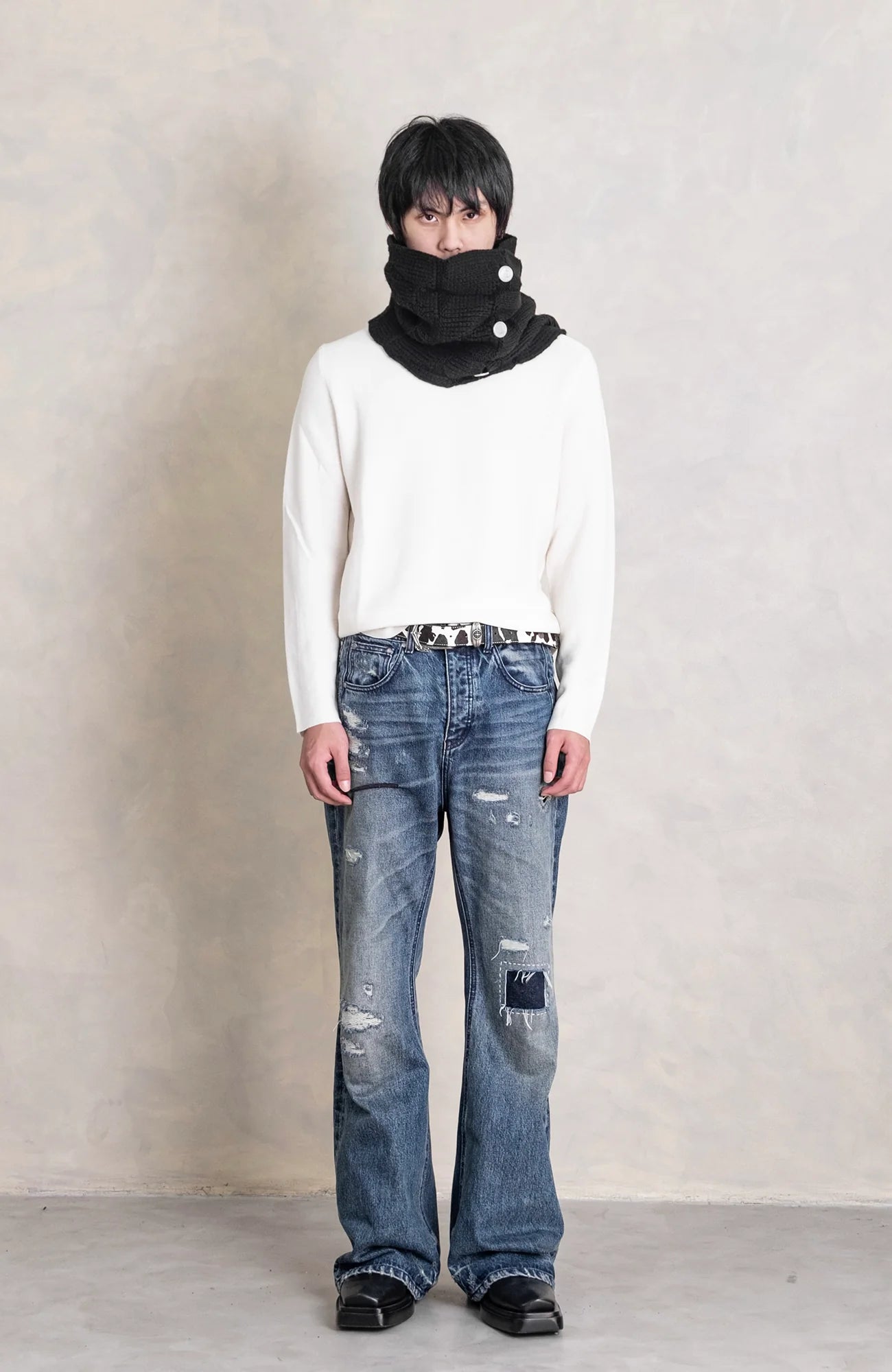 IN EXISTENCE Convertible Coin-Embellished Wool-Blend Scarf