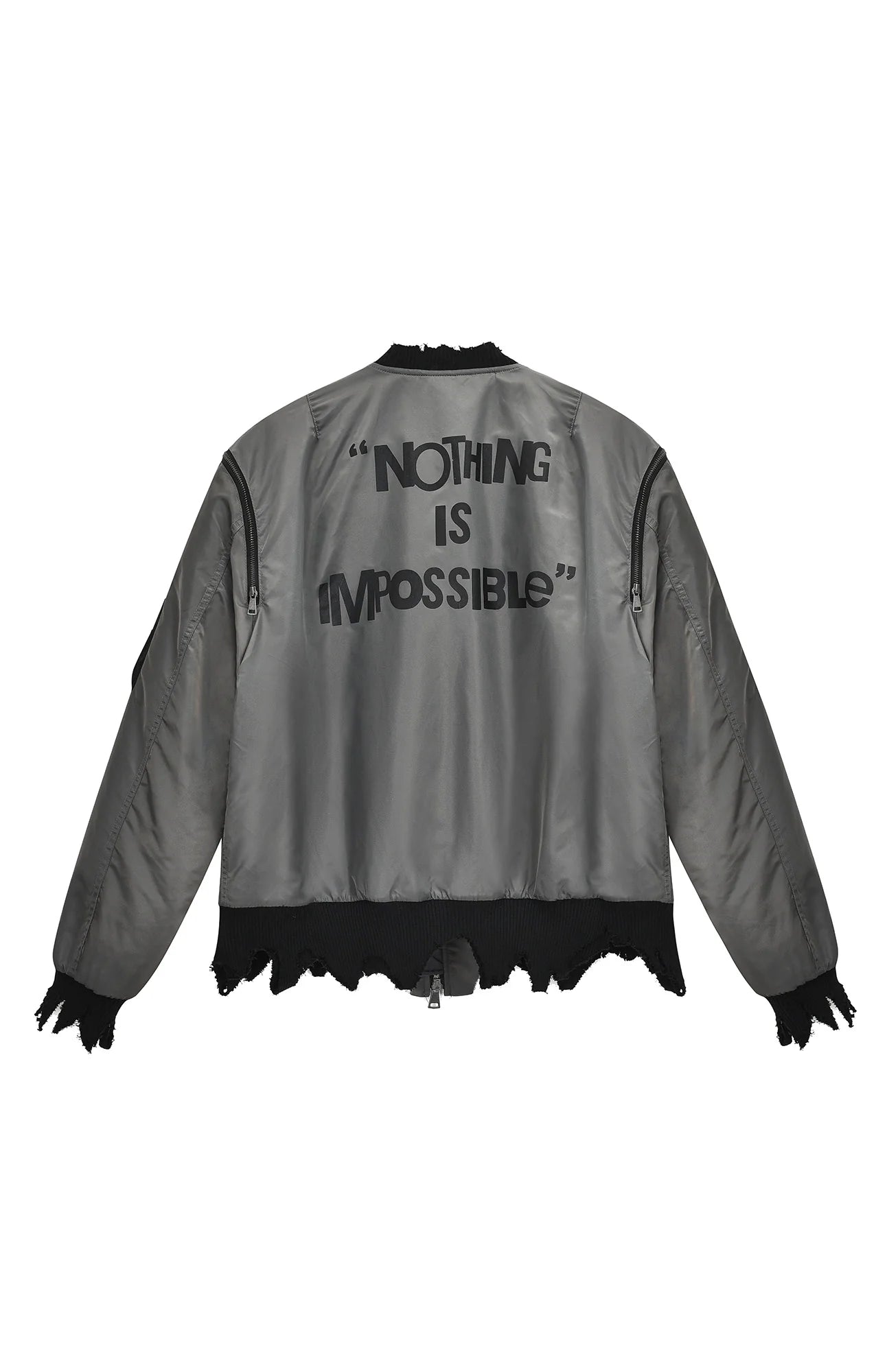 VENTUREK Retro Zipper-Spliced Raw Edge Bomber Jacket