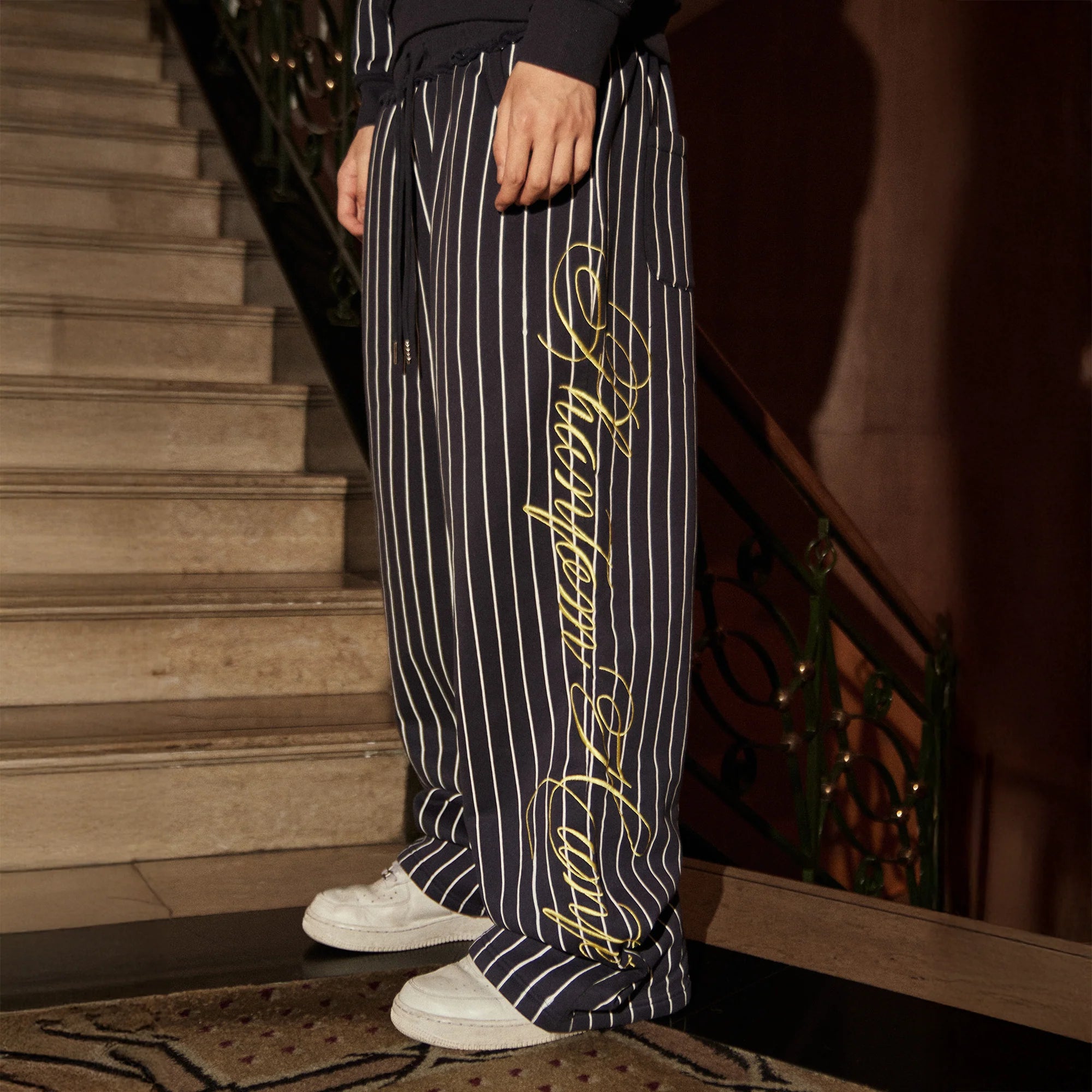 PHANTOMHUNTER Stripe Embroidered Studded Pants