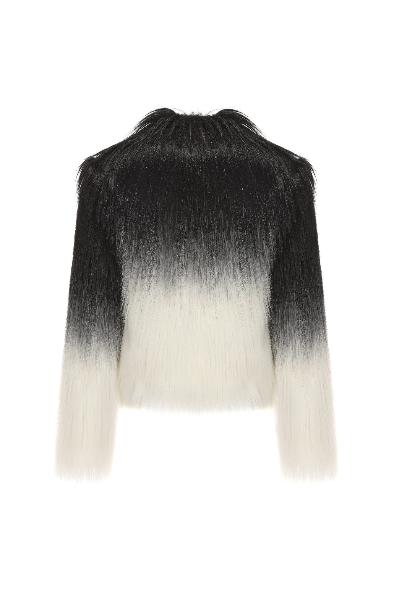 VANN VALRENCE Ombre V-Neck Faux Fur Jacket