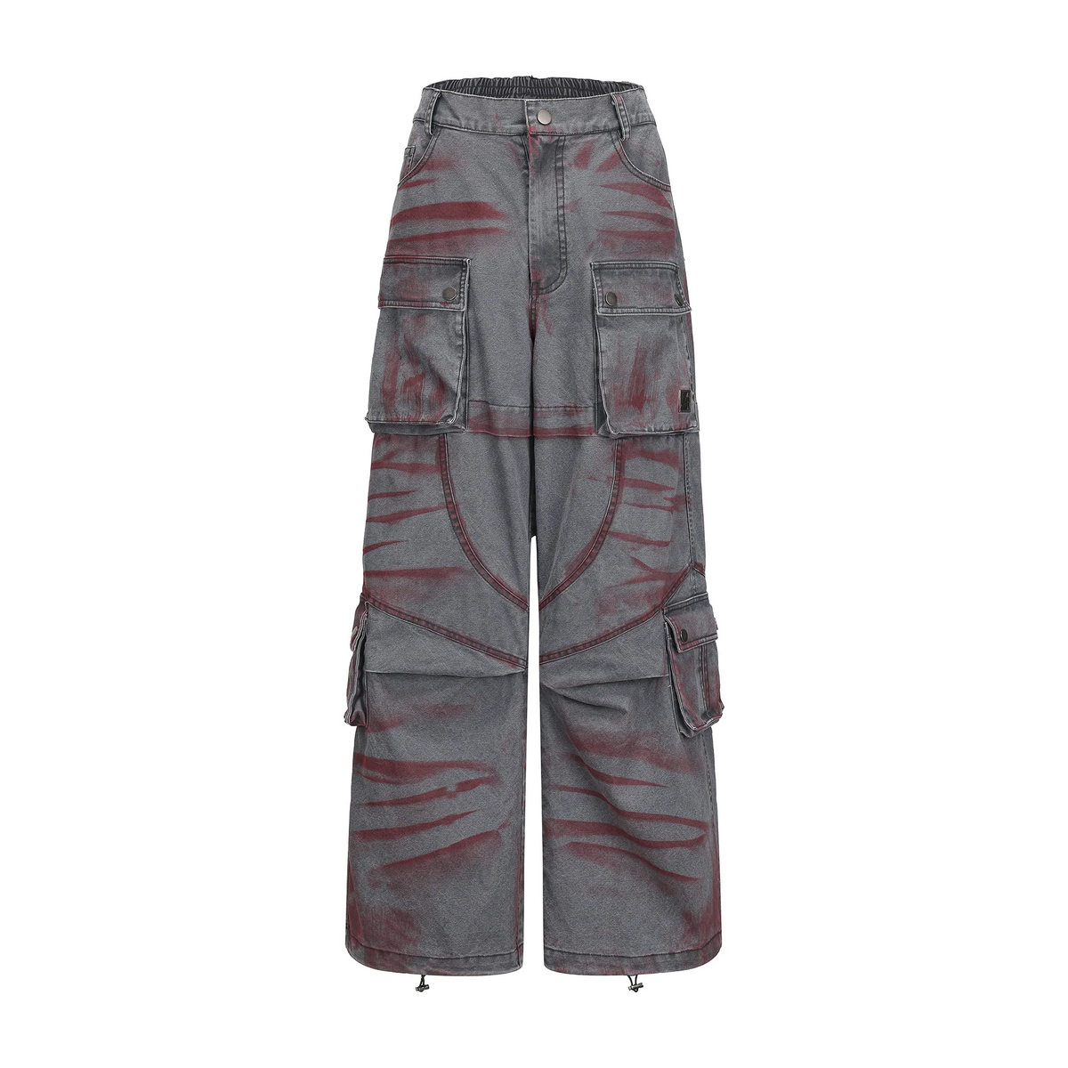 VANN VALRENCE Washed Distressed Multi-Pocket Utility Jeans