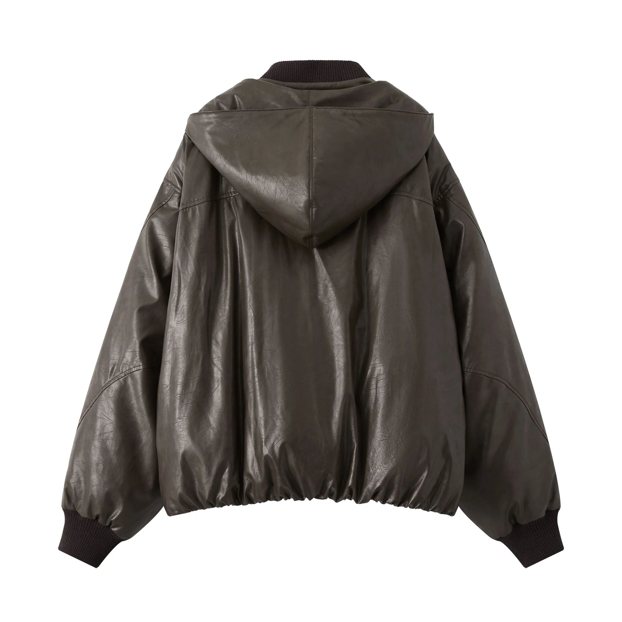 ORGANIC EMOTION Deconstructed PU Oversized Puffer Jacket
