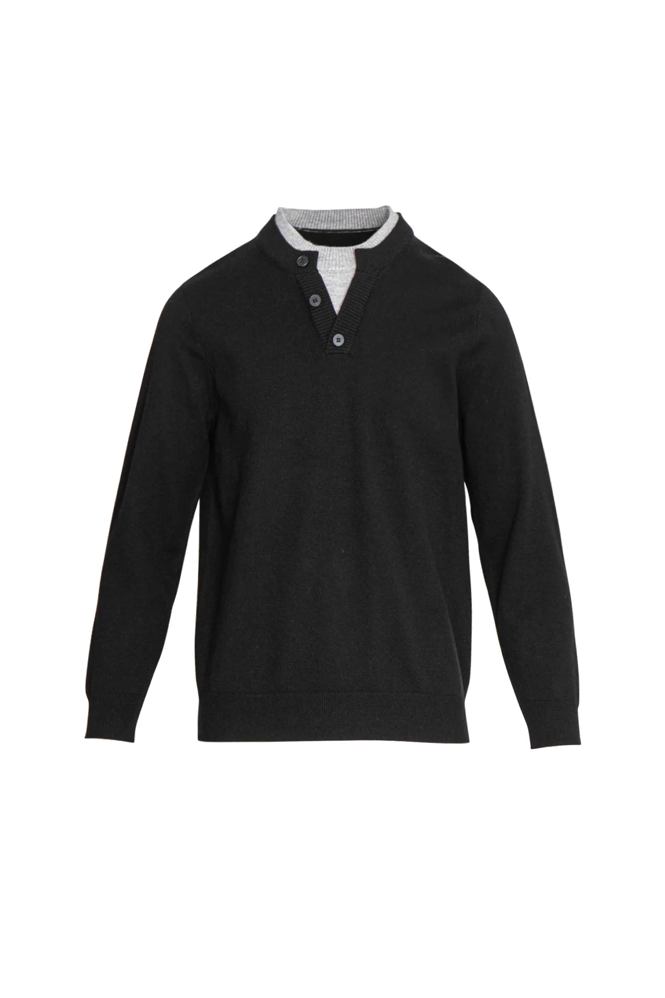 LEONSENSE Faux-Layered Henley Sweater