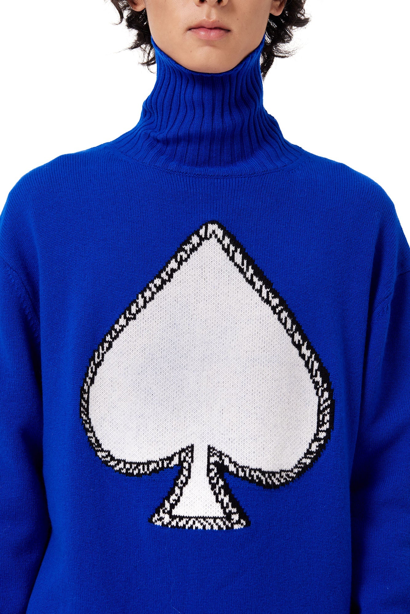 OUYANG WENJUN Contrast Spade Jacquard Turtleneck Sweater