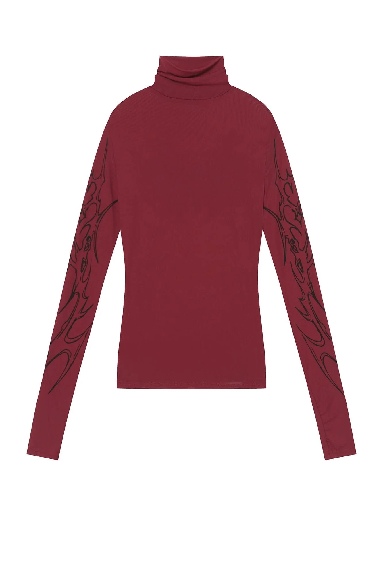 CLP Abstract Graphic Mesh Sheer Slim Turtleneck