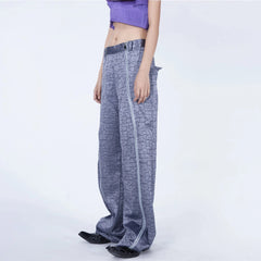 EMBRYO Deconstructed Front-Zipper Cracked Flared Pants