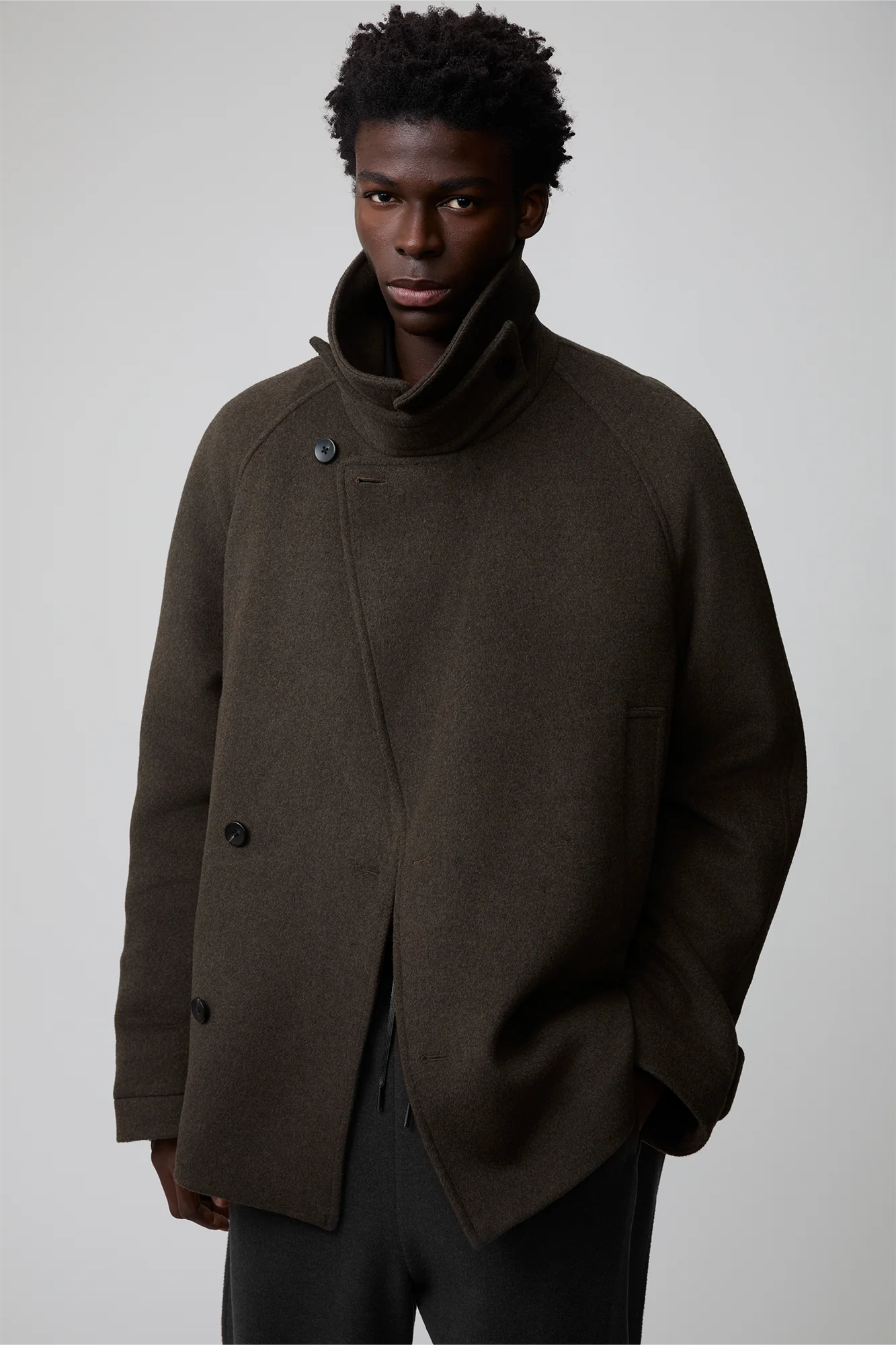 OPICLOTH Double-Breasted Belted Wool-Blend Coat