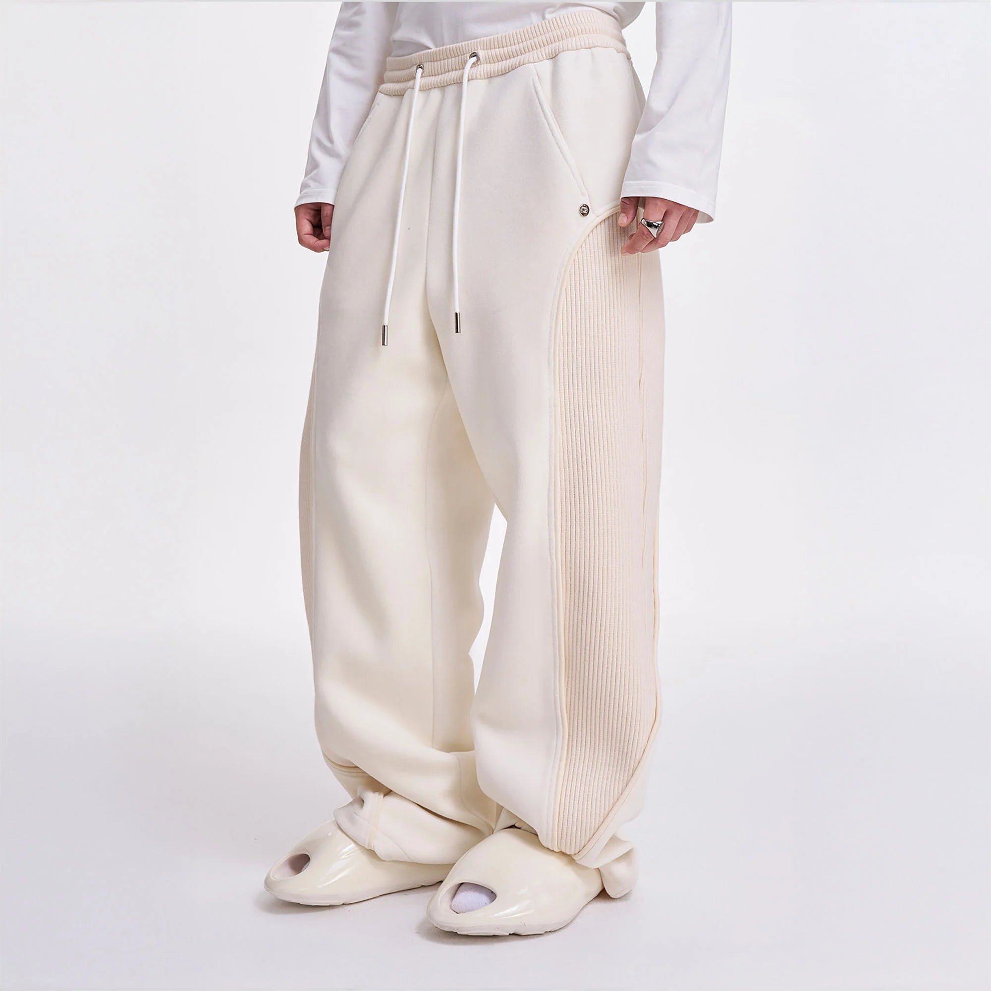 TIWILLTANG Ribbed Contrast Panel Oversized Sweatpants