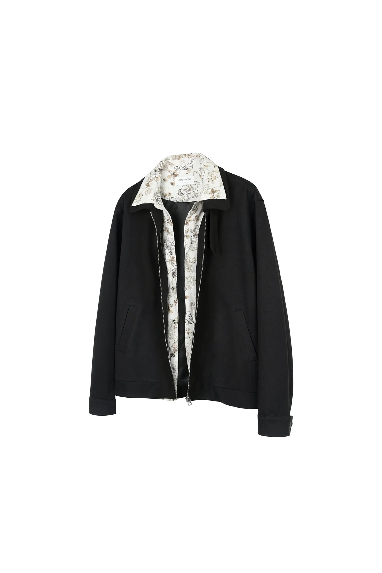 OKAYTHXBYE Double-Layer Floral Zip Jacket