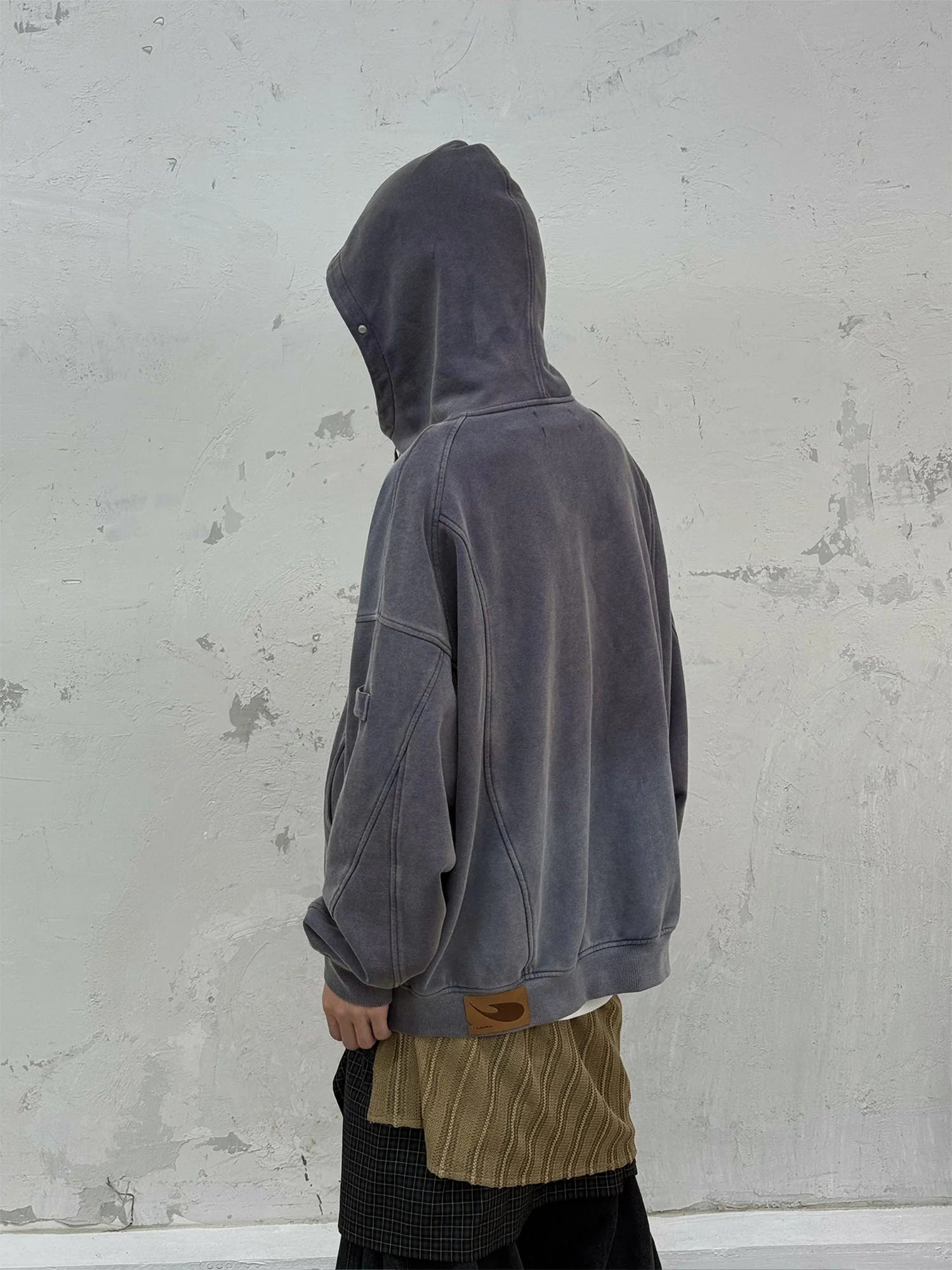 RELABEL Gradient Washed Panel Hooded Jacket Purple