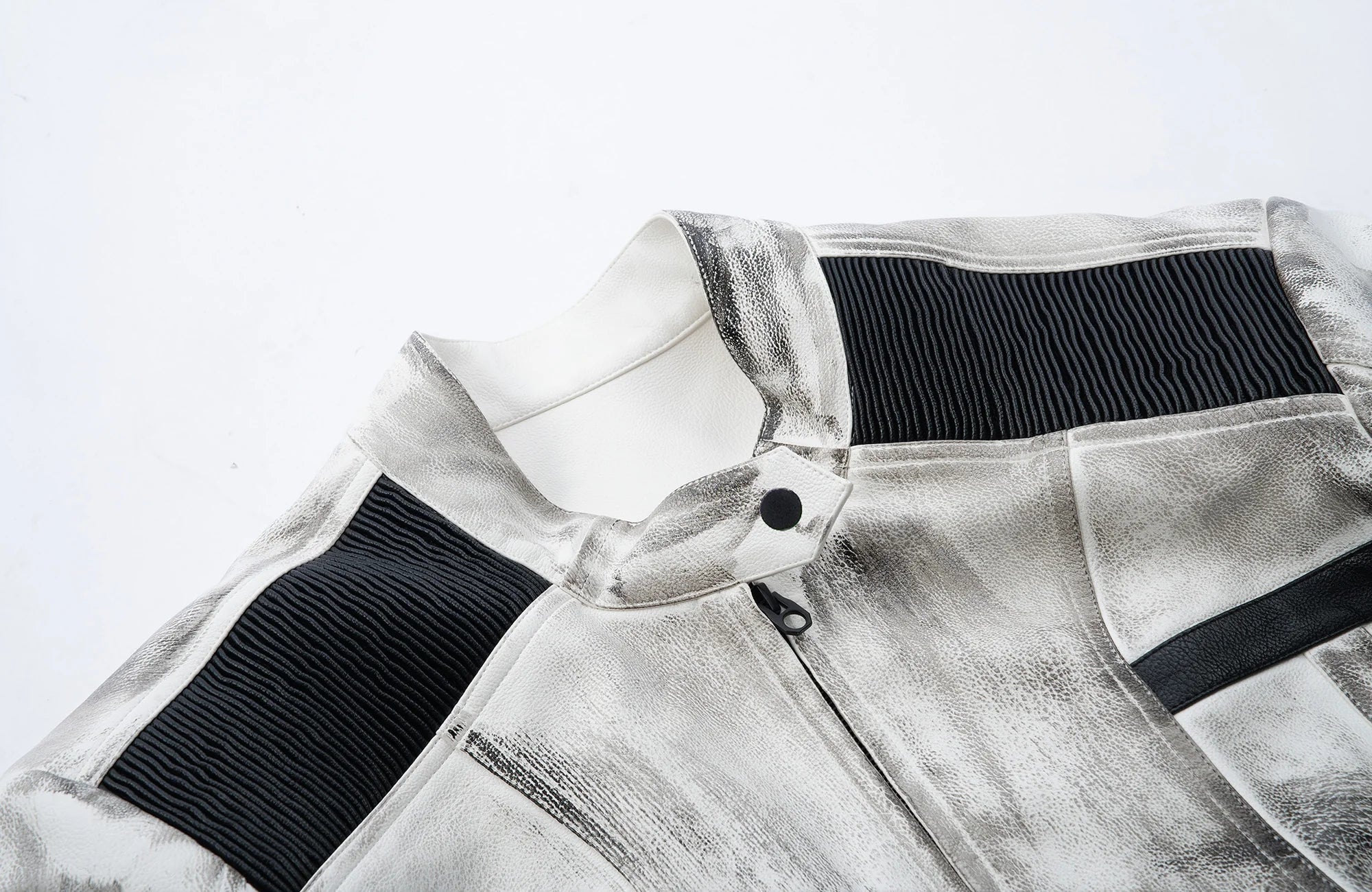 MOGONGSHE Distressed Techwear PU Moto Jacket