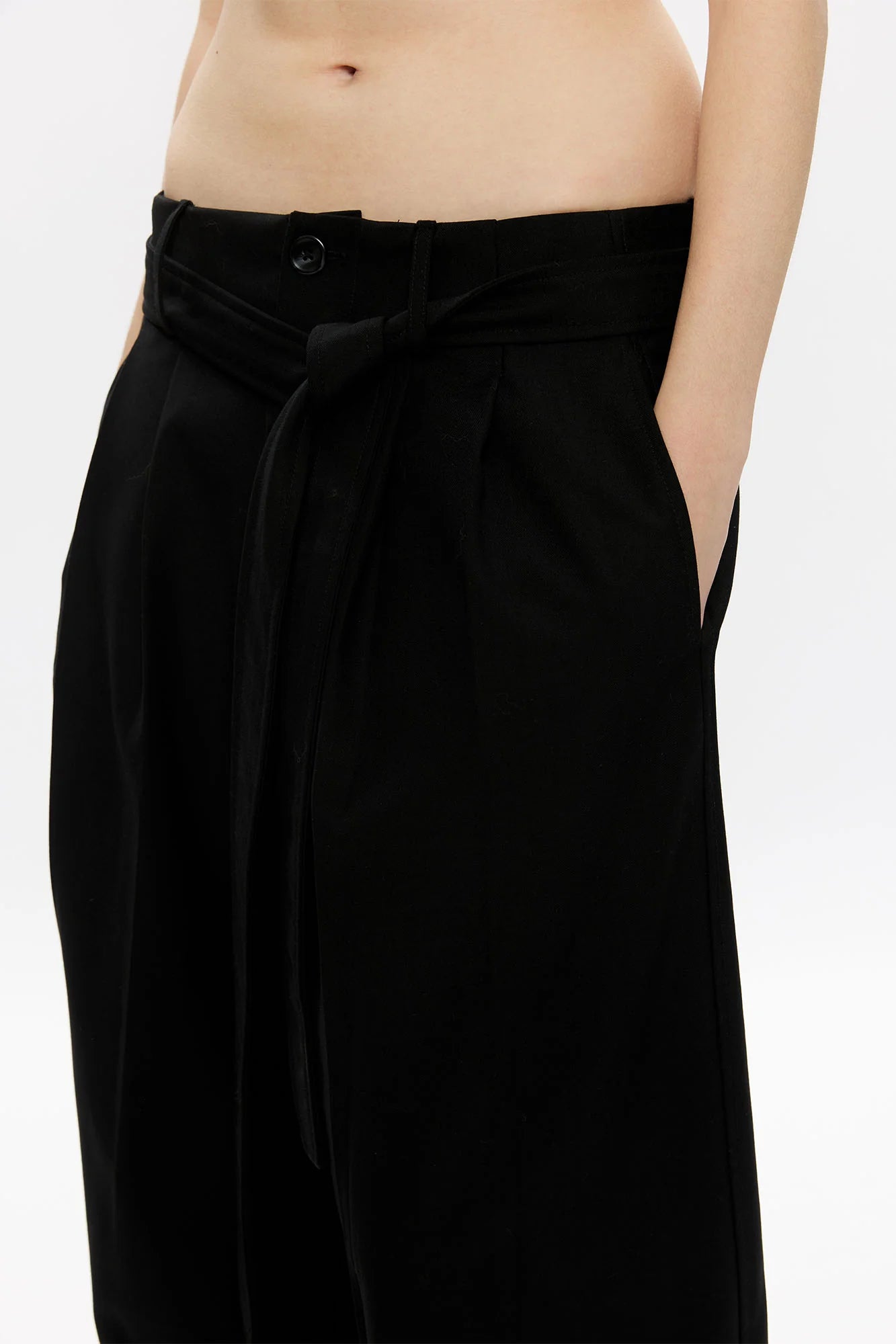 KREATE Belted Pleated Wide-Leg Trousers