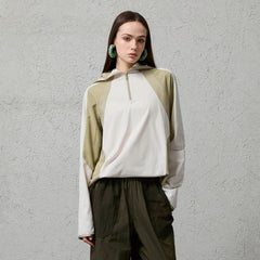 ORGANIC EMOTION Contrast Spliced Hooded Sorona Pullover Jacket