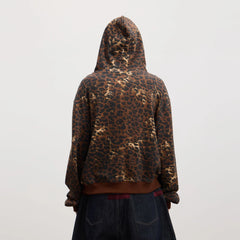 DND4DES Cartoon Rhinestone Leopard Zip-Up Hoodie