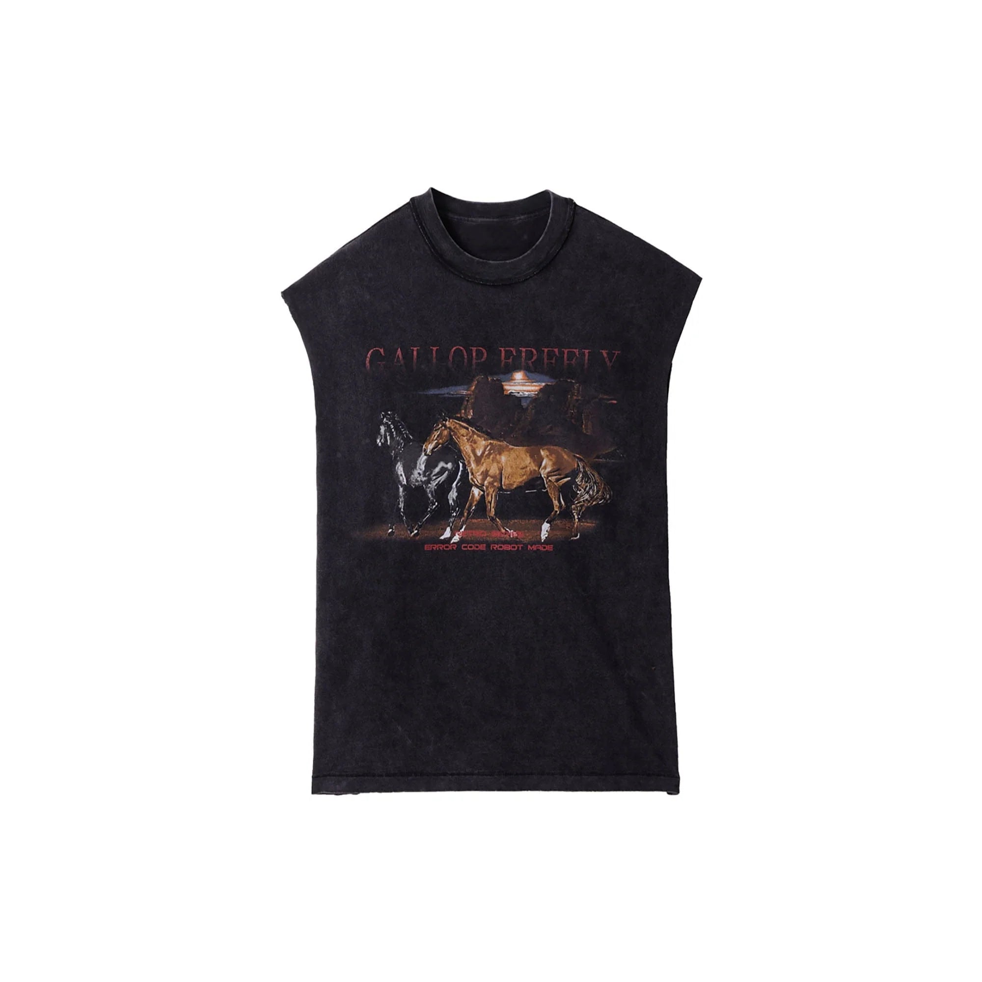 ERROR CODE ROBOT Distressed Animal-Print Sleeveless Tee
