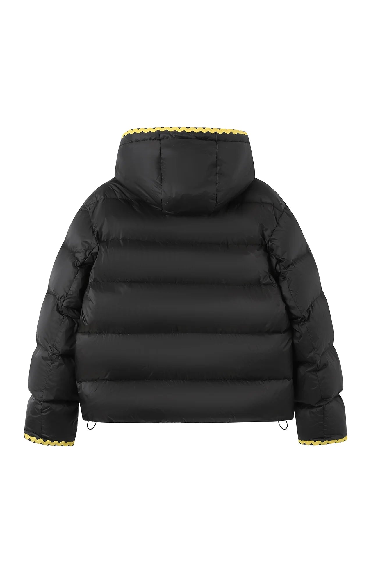 DONSMOKE Wavy Trim Hooded Down Puffer