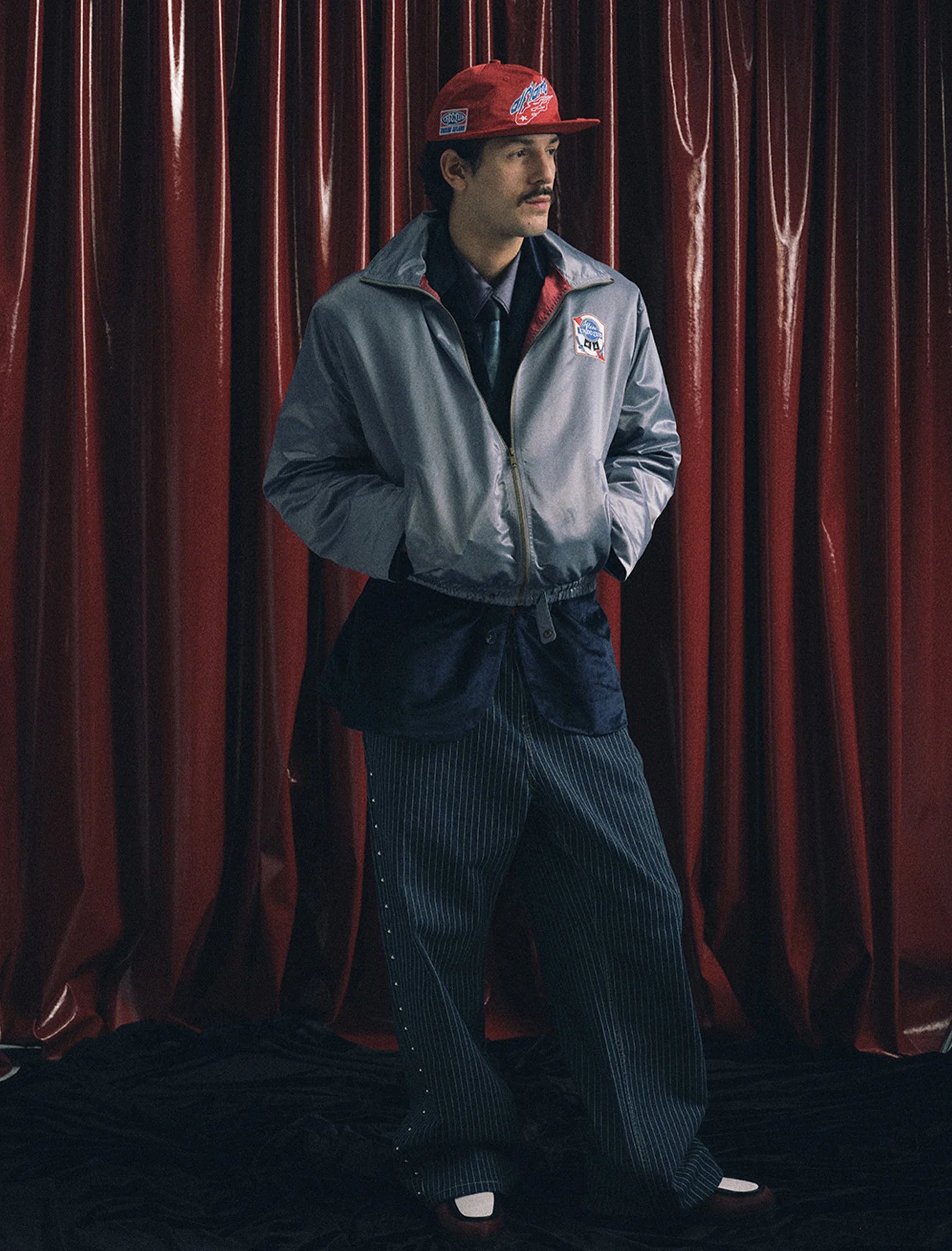 TRECLUB Retro Satin Badge-Patch Blouson